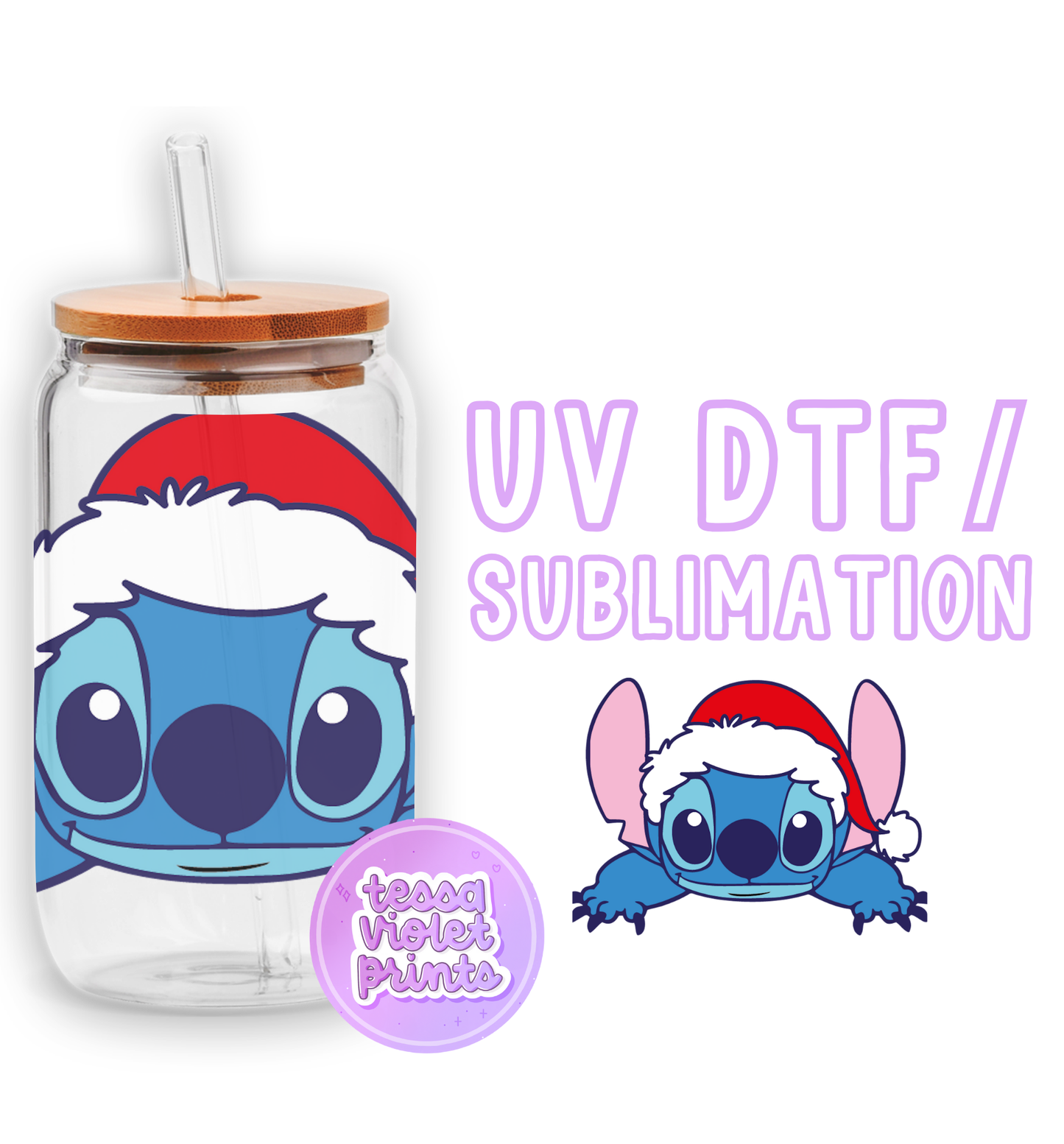 a glass jar with a santa hat on top of it