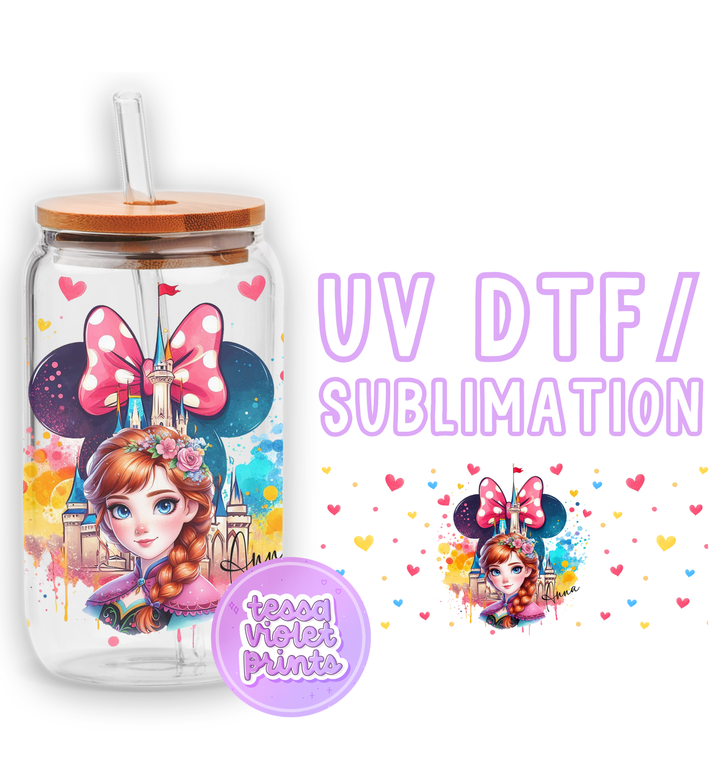 a glass jar with a minnie mouse design on it