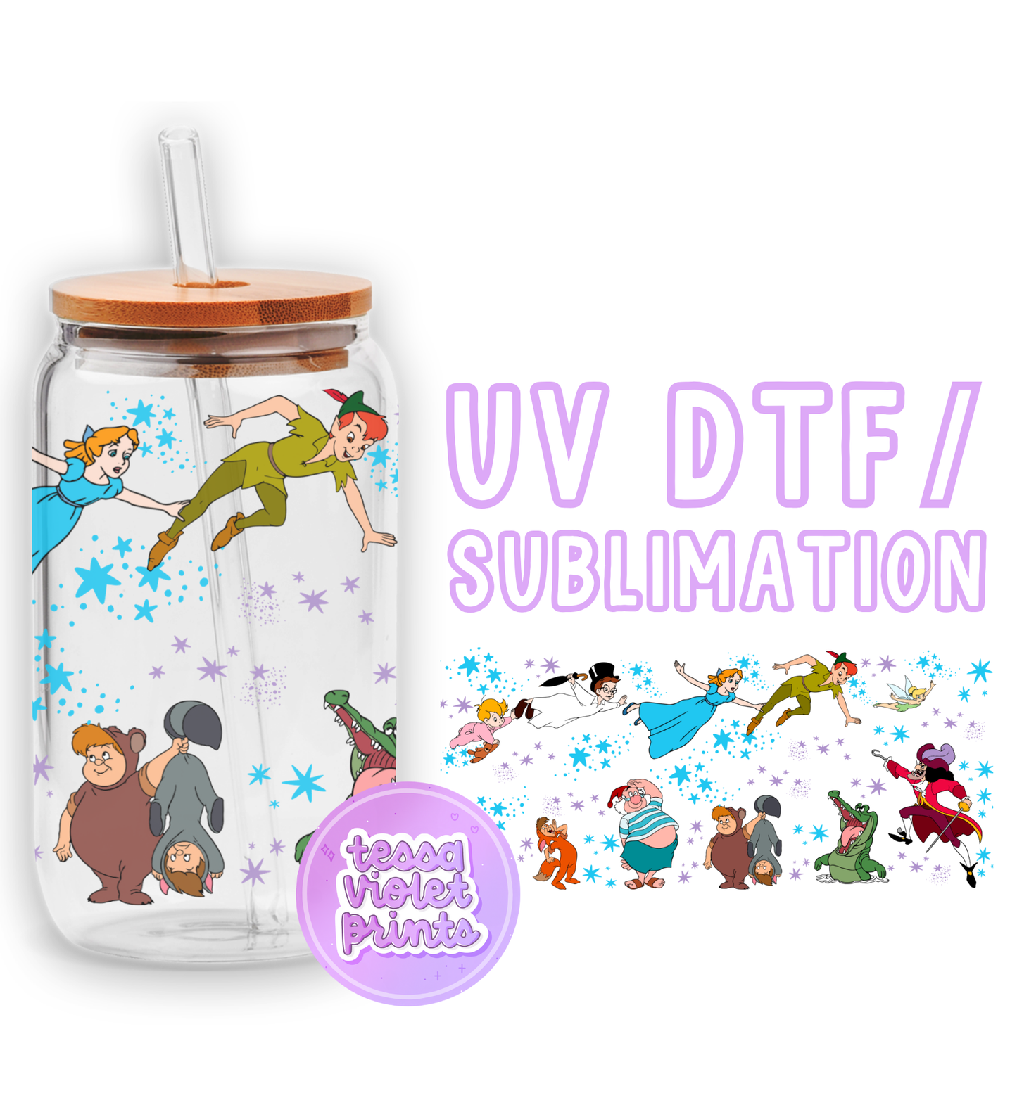 a glass jar with a picture of cartoon characters on it