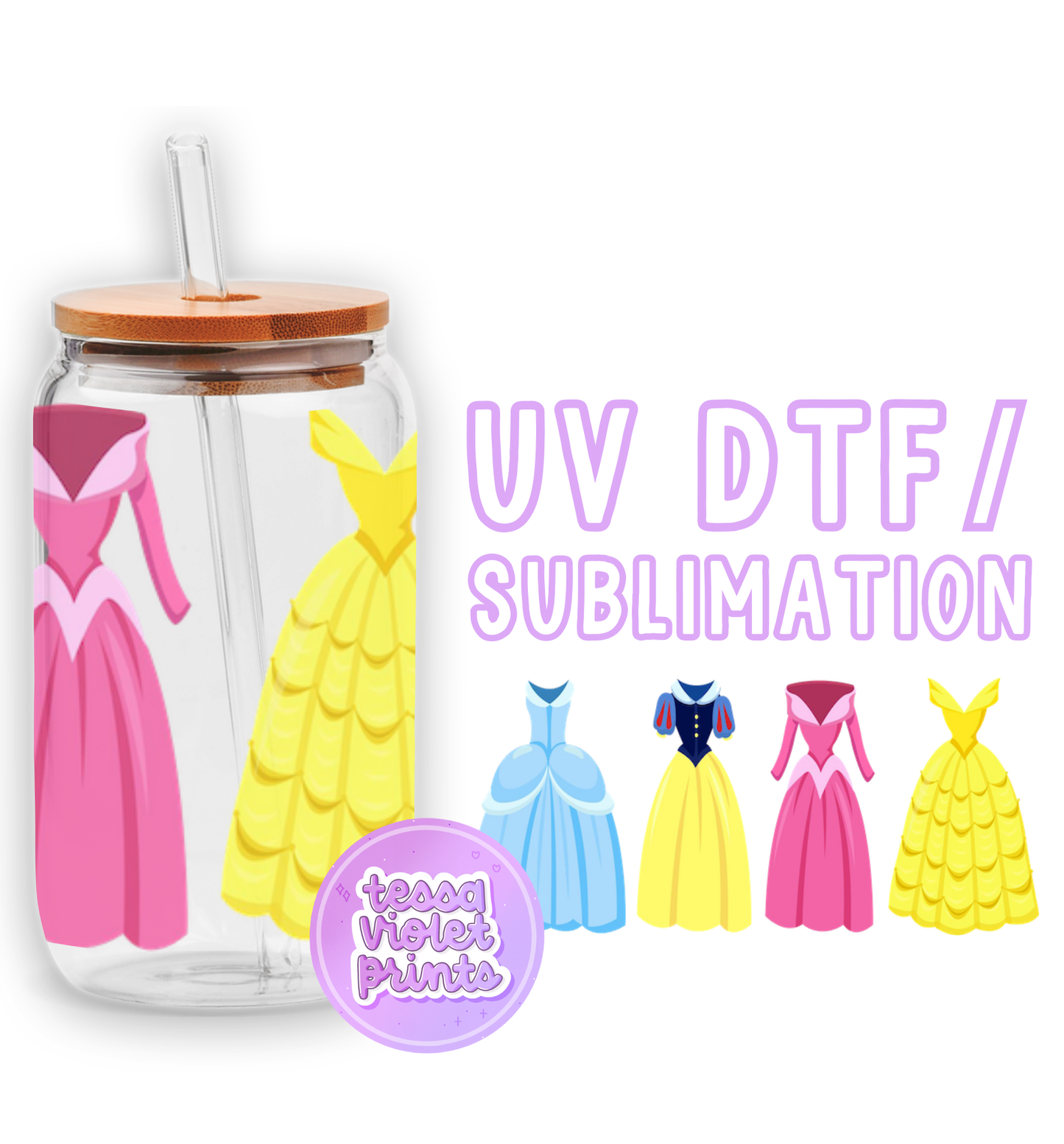 a picture of a jar with princess dresses in it