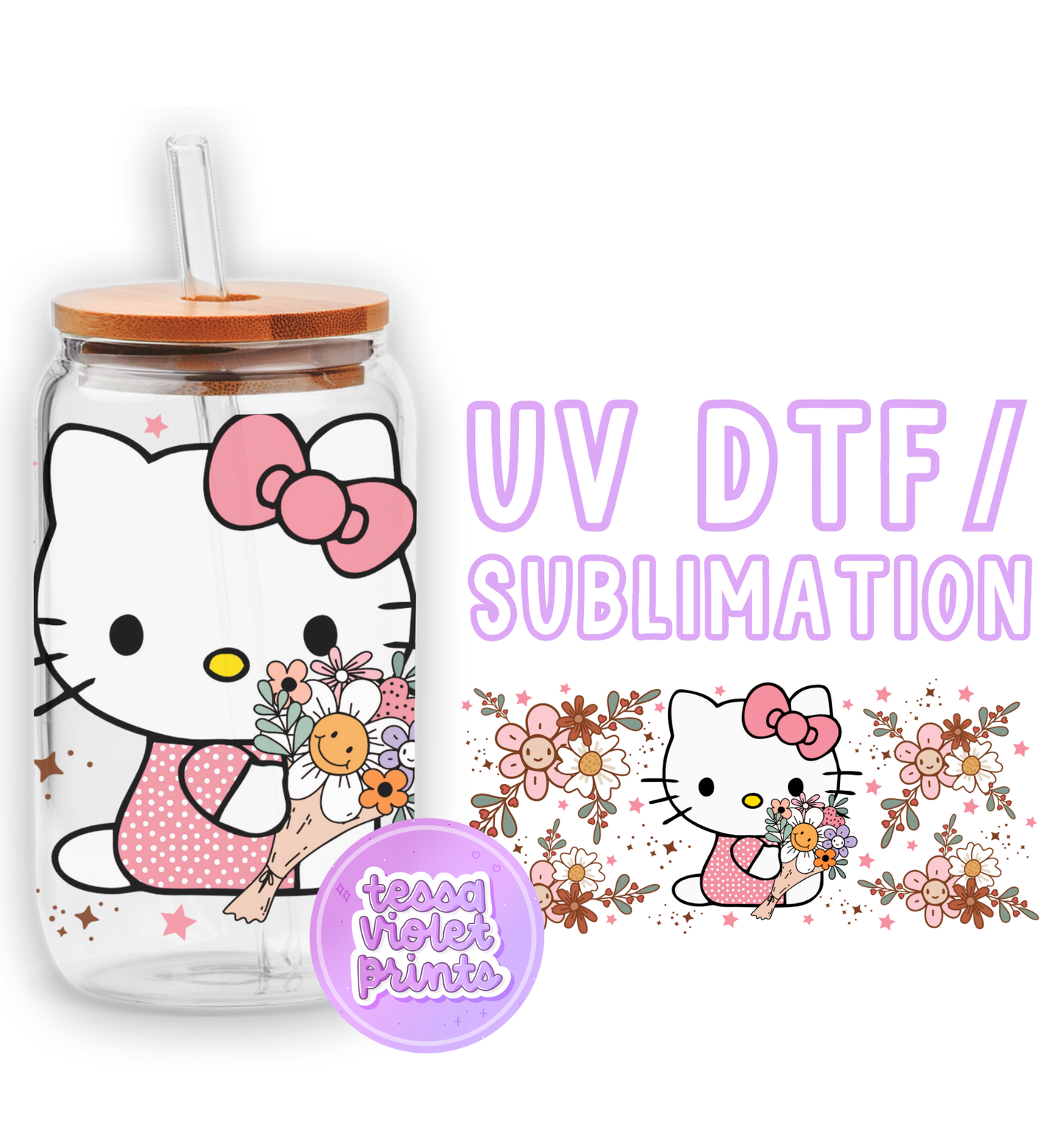a hello kitty water bottle with a straw in it