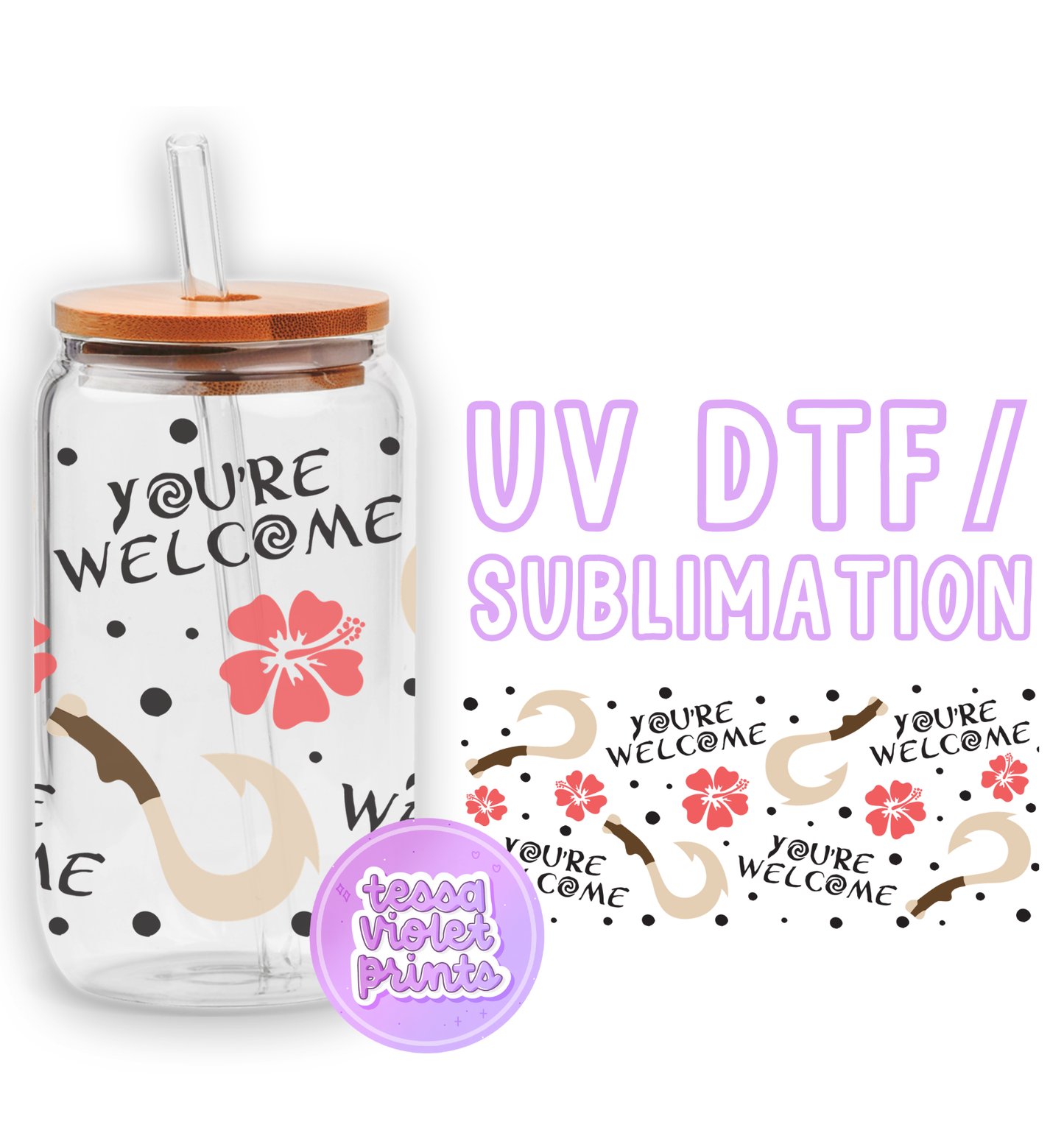 a glass jar with a straw lid and a sticker with the words you '