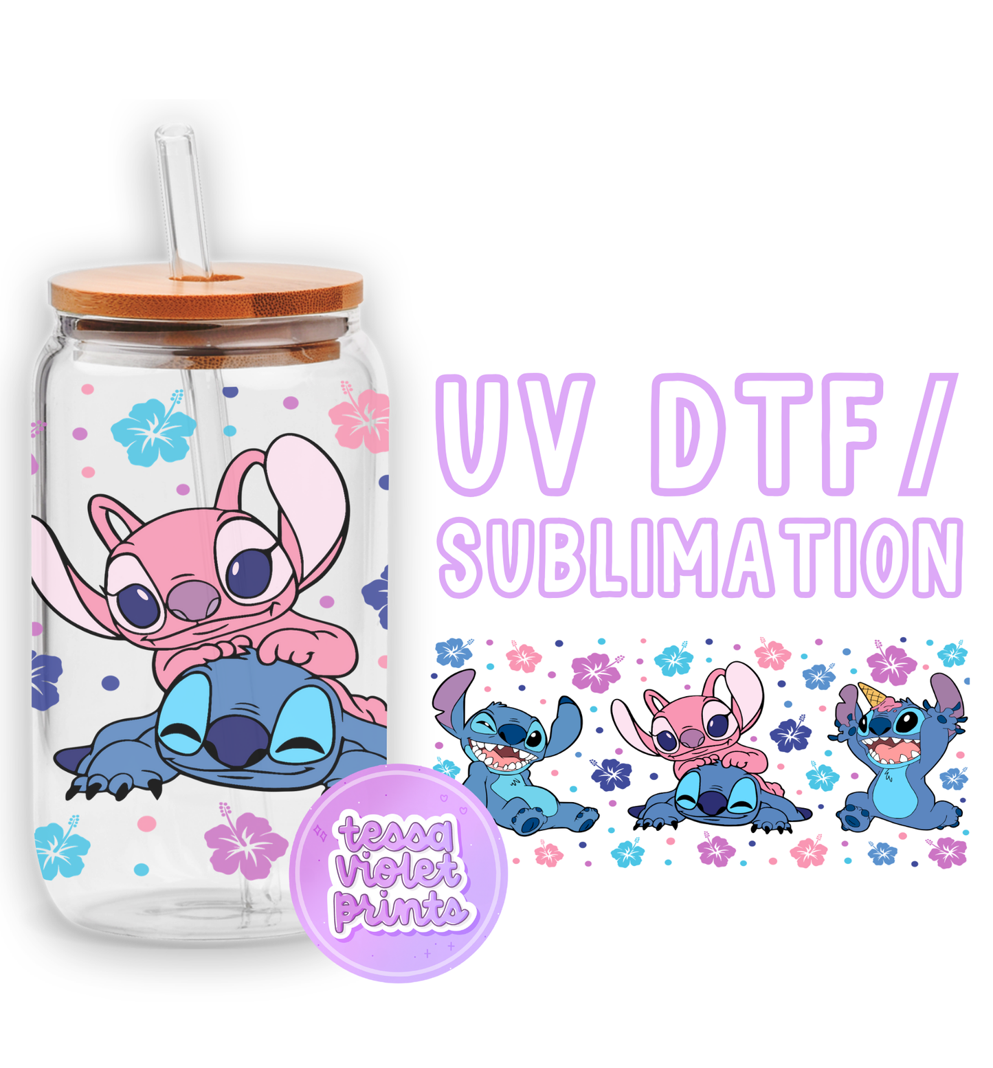 a glass jar with an image of stitch stitch stitch stitch stitch stitch stitch stitch stitch