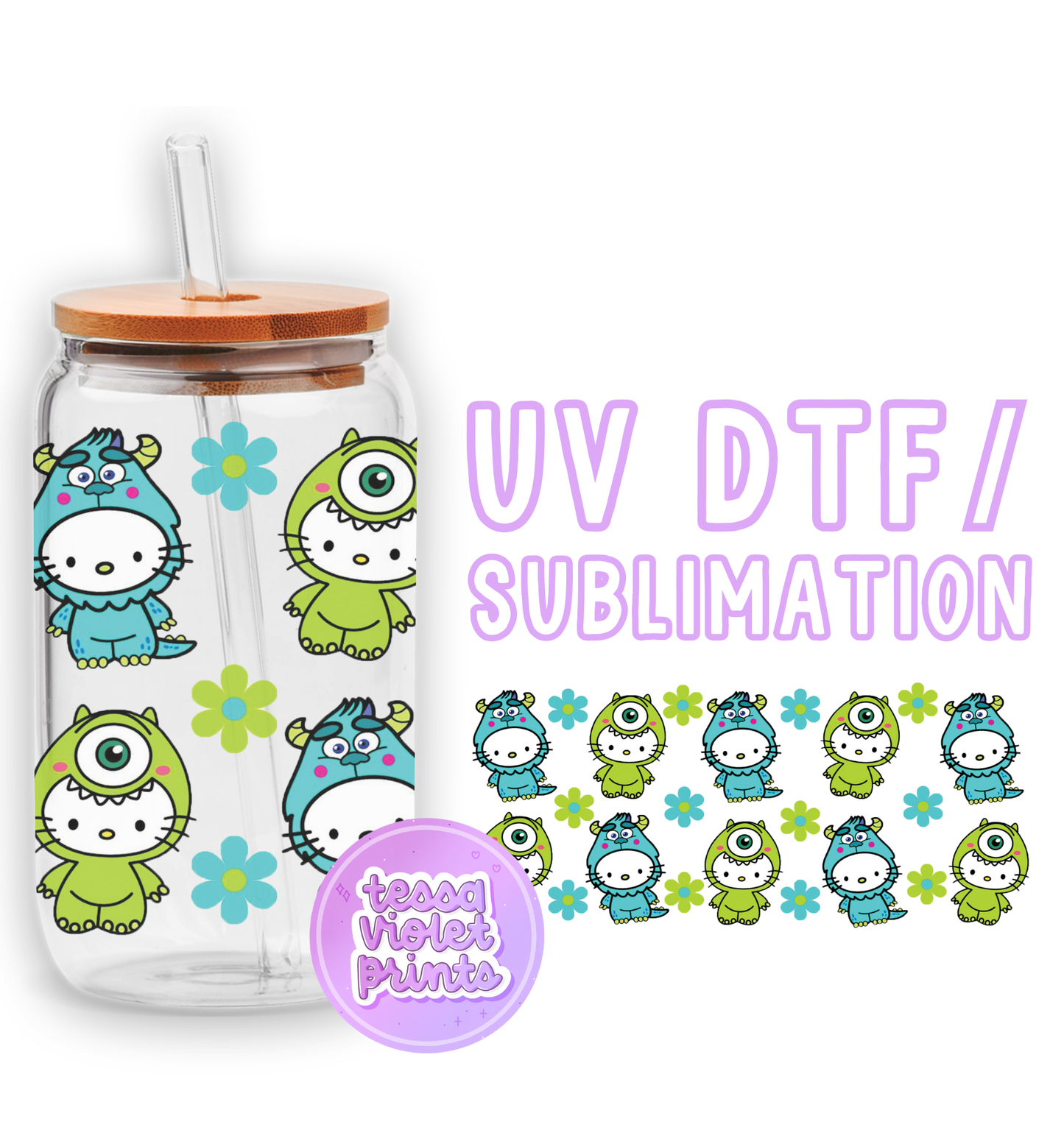 a water bottle with hello kitty stickers on it