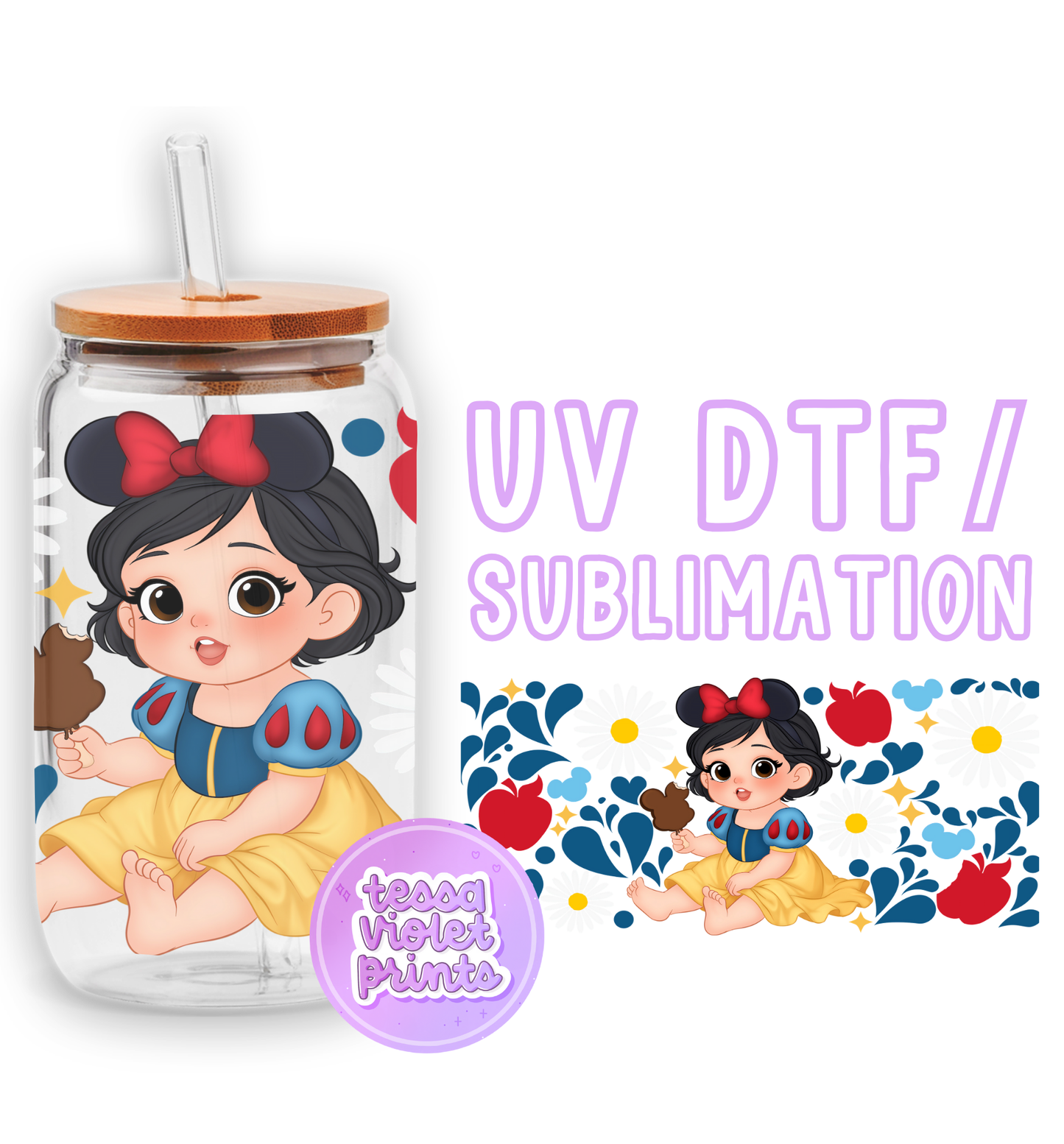 a glass jar with a picture of a girl on it