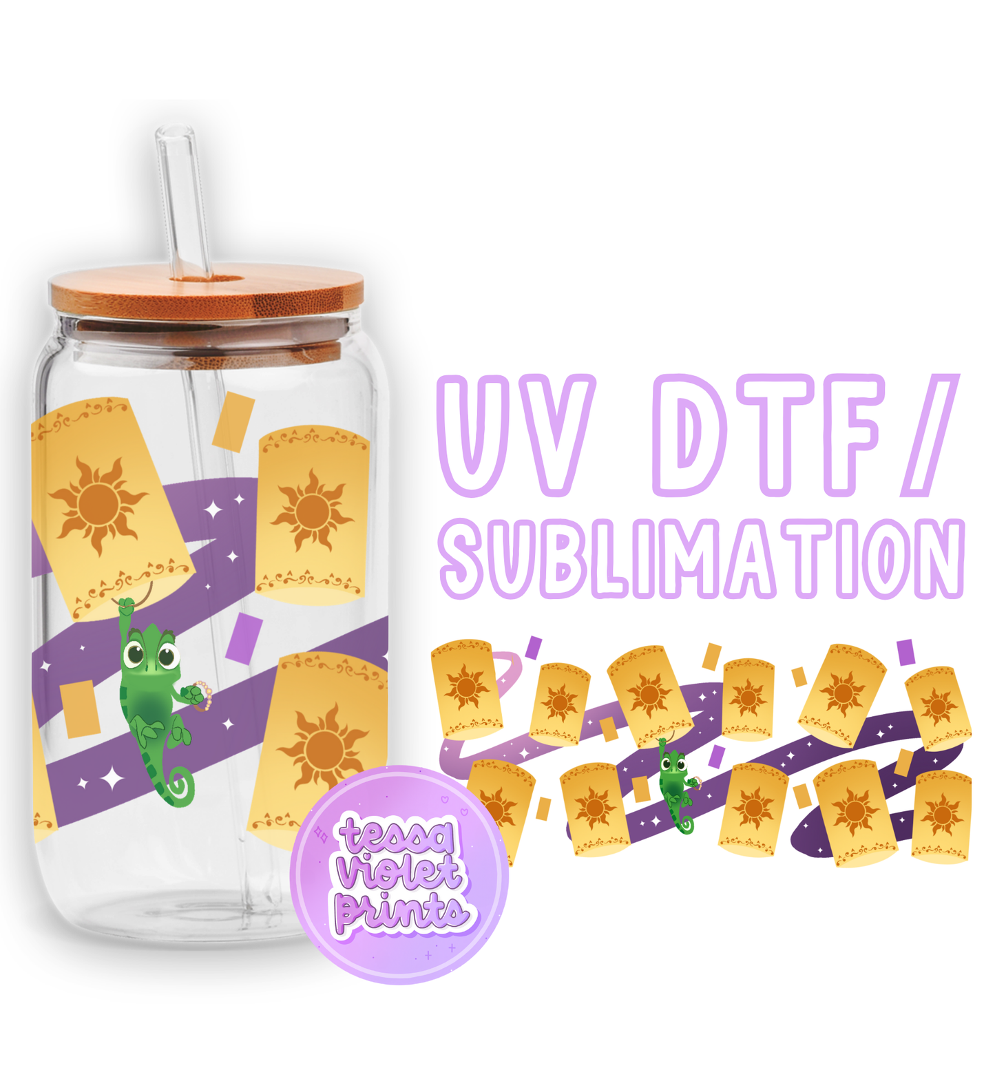 a picture of a glass jar with a purple lid and a picture of a green