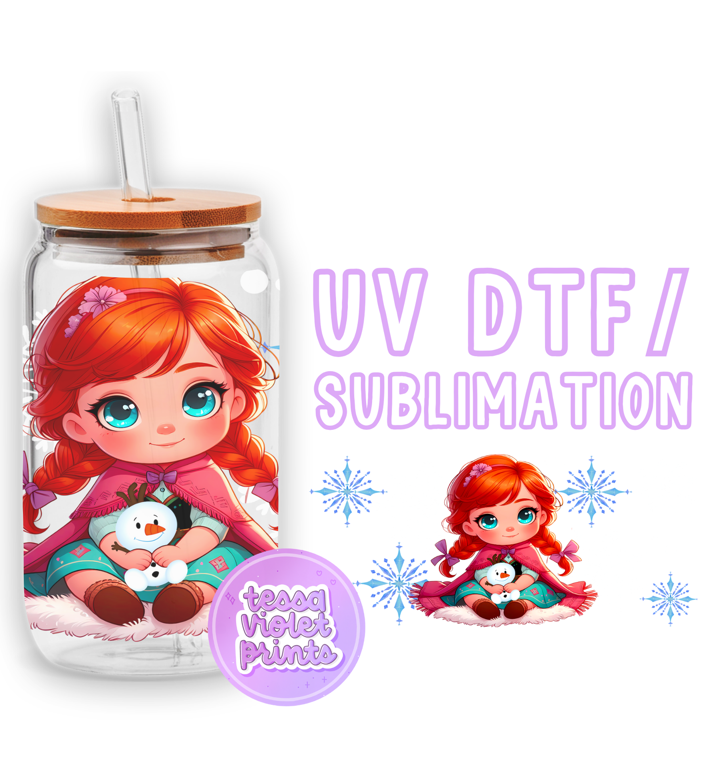 a glass jar with a picture of a girl holding a teddy bear