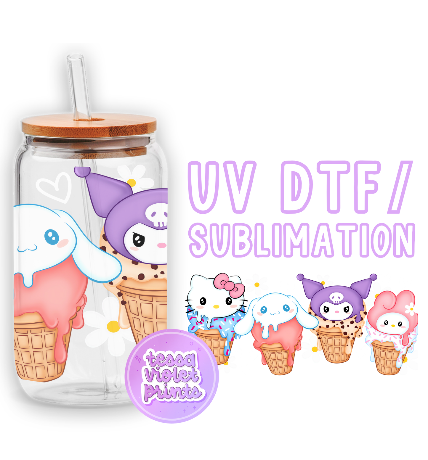 a glass jar with a picture of a bunch of animals in it