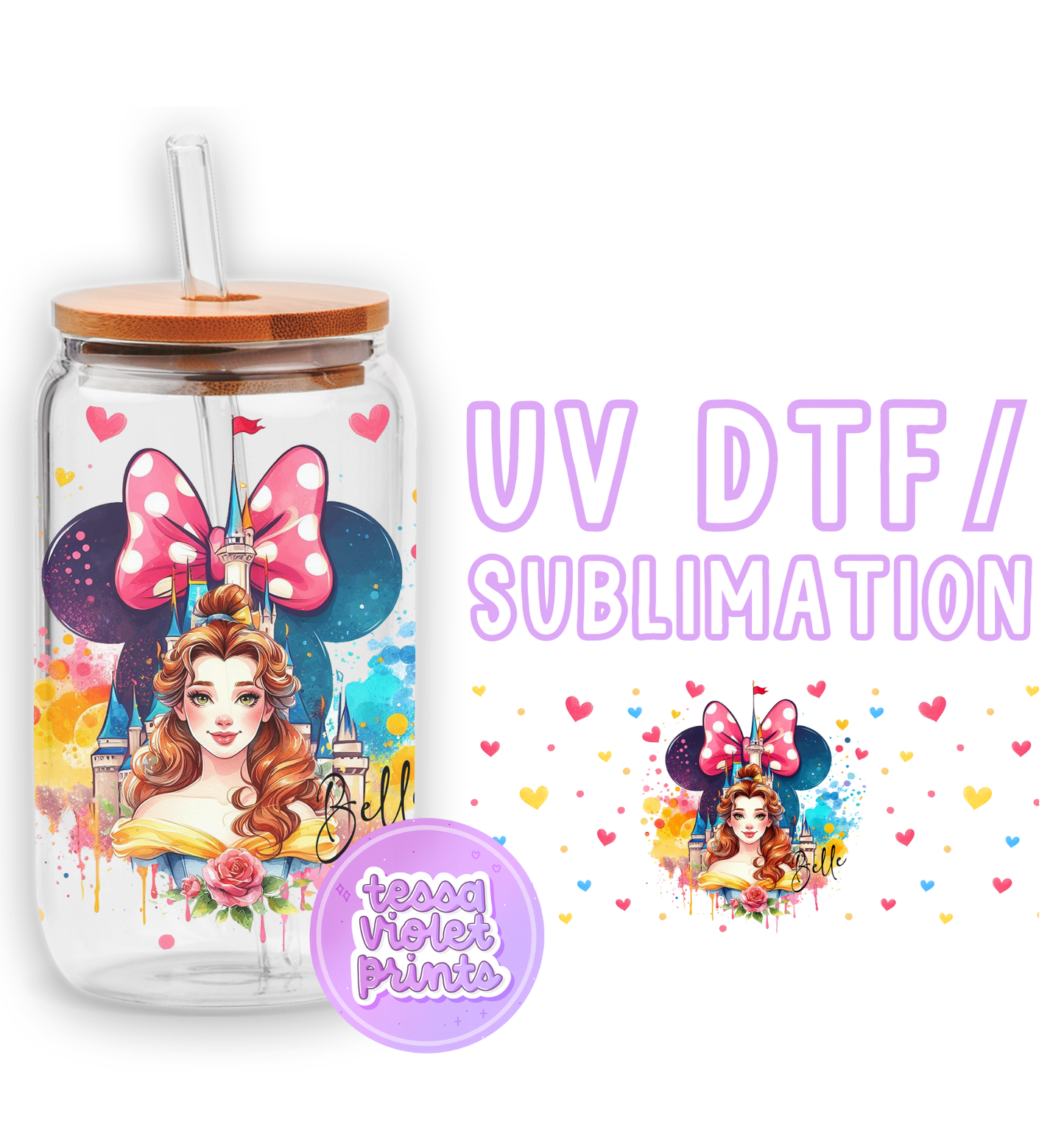 a glass jar with a minnie mouse design on it