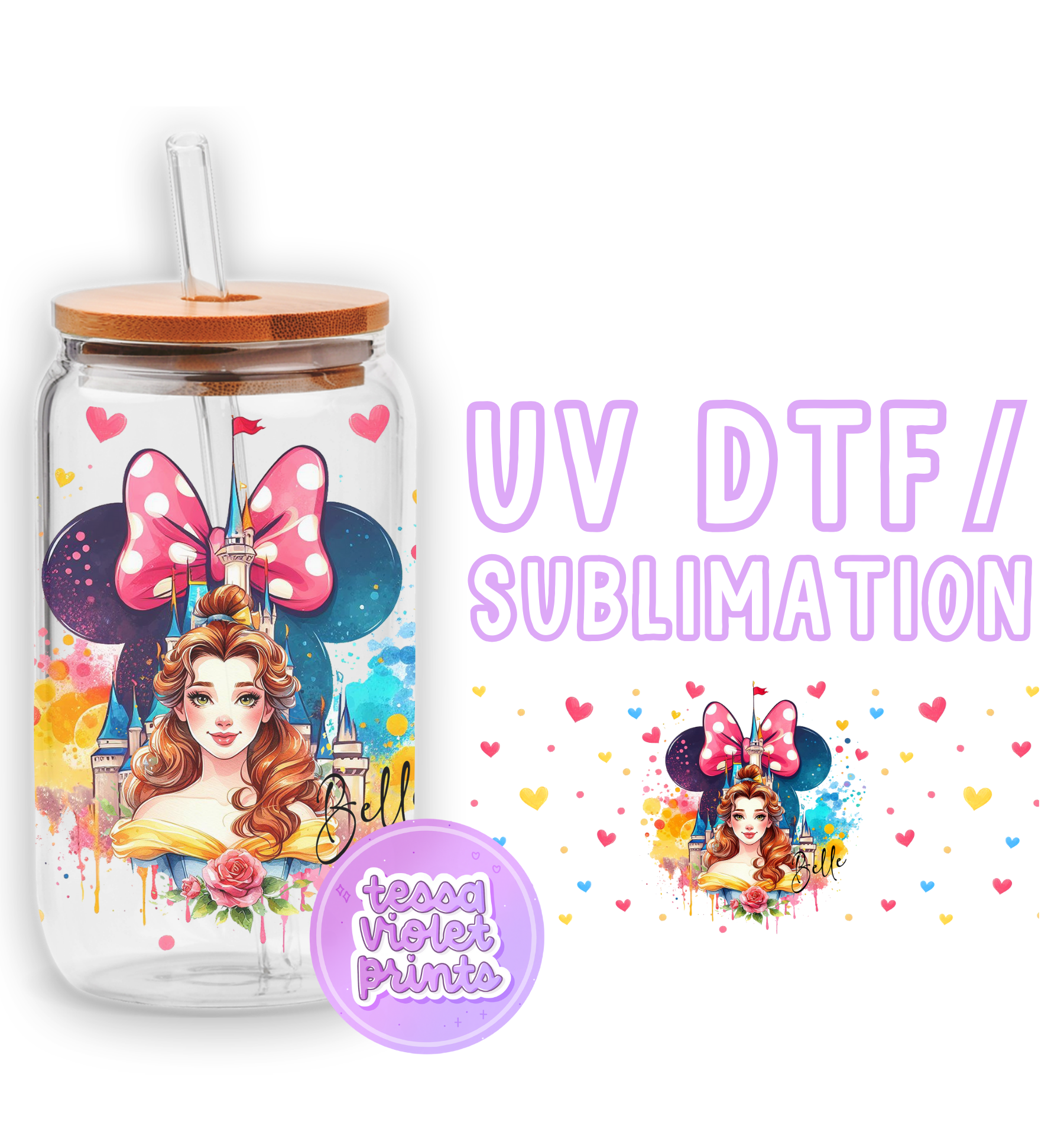 a glass jar with a minnie mouse design on it