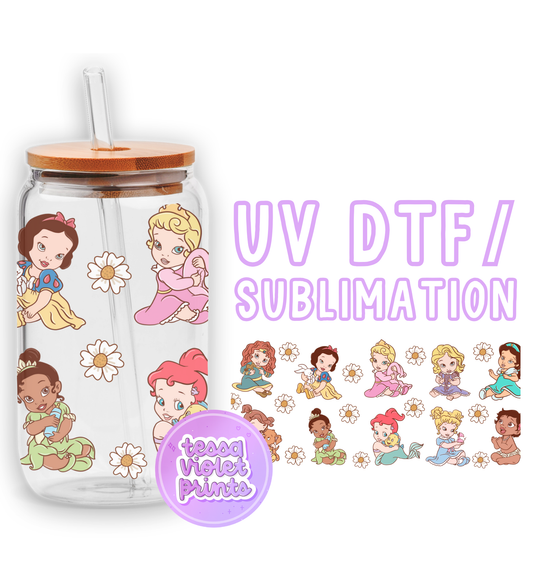 a water bottle with princesses on it and the words vv diff /