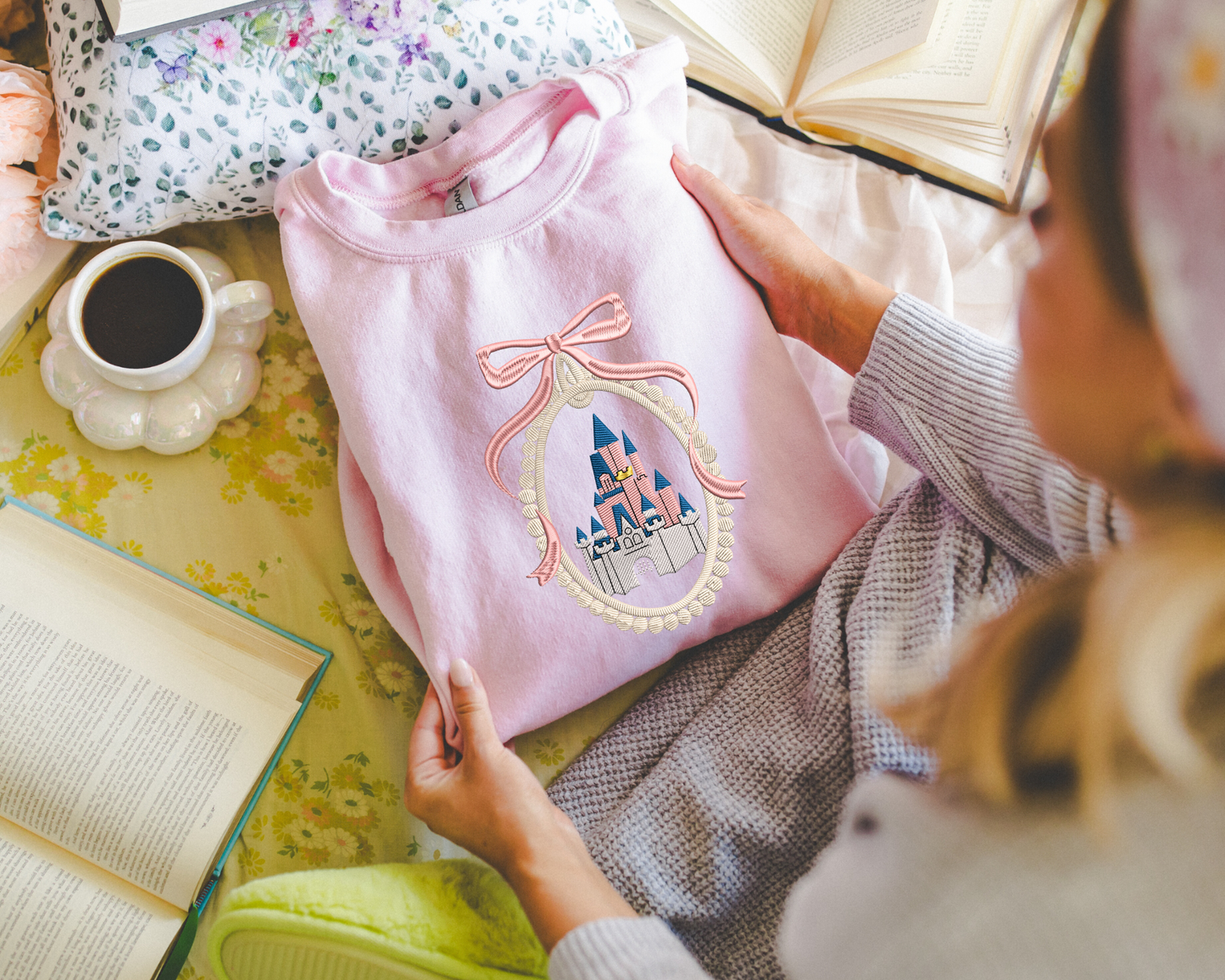 D1 - Magic, Happiest Place Coquette Embroidered Crewneck