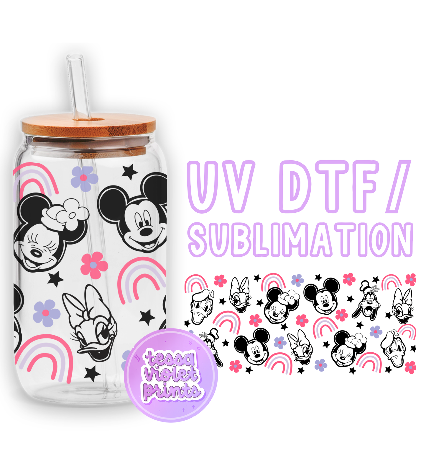 a minnie mouse jar with a straw in it