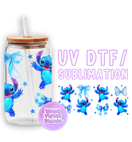 a glass jar with a blue stitching stitch stitch stitch stitch stitch stitch stitch stitch