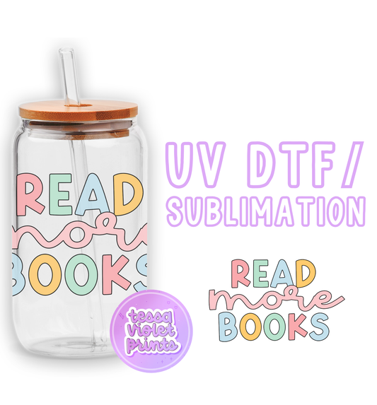 a jar with a straw lid and a sticker with the words read more books