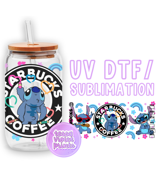 a glass jar with a sticker of a cartoon character on it