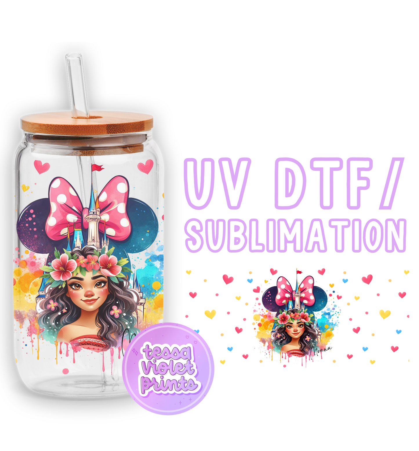 a glass jar with a minnie mouse design on it