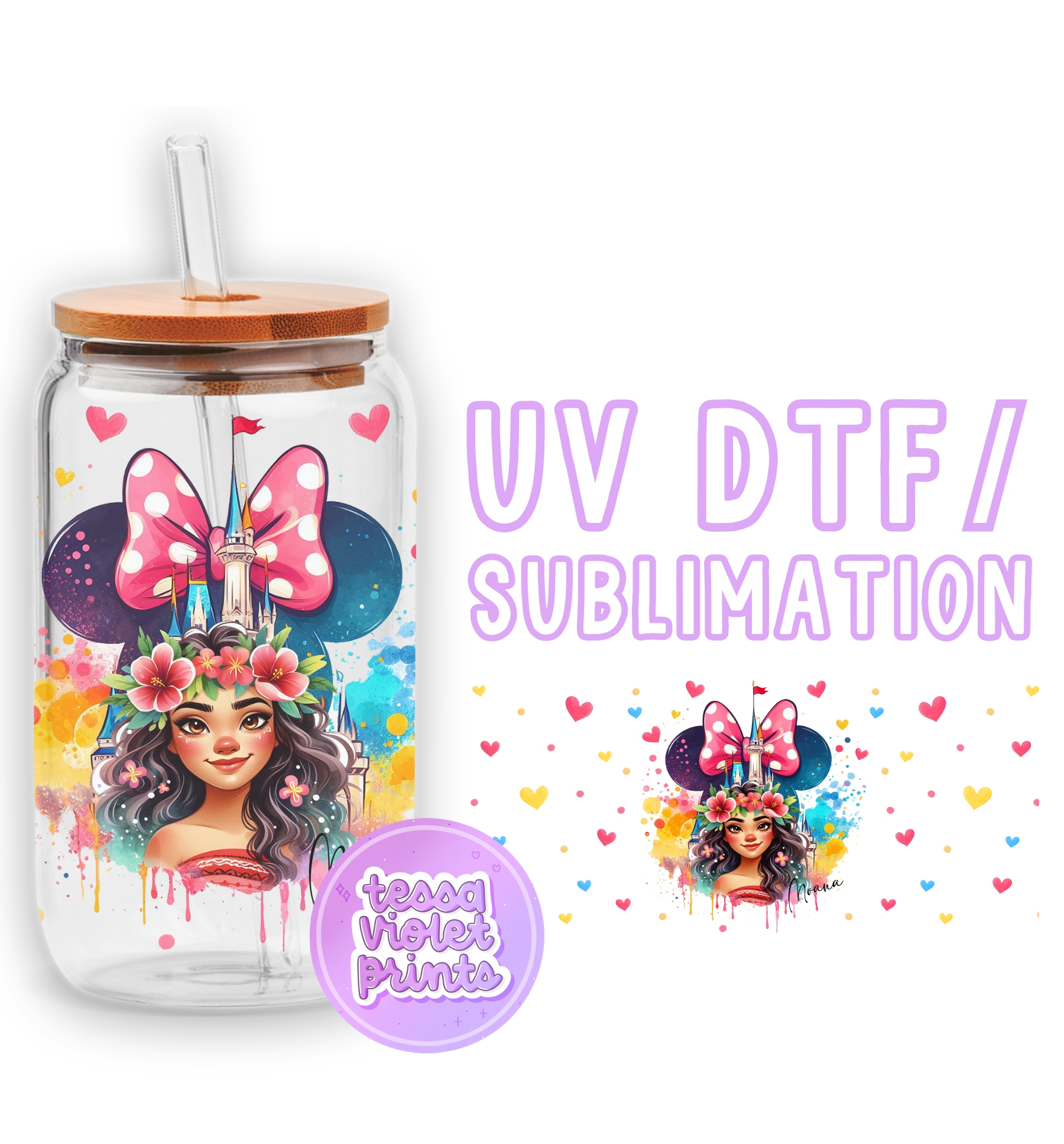 a glass jar with a minnie mouse design on it