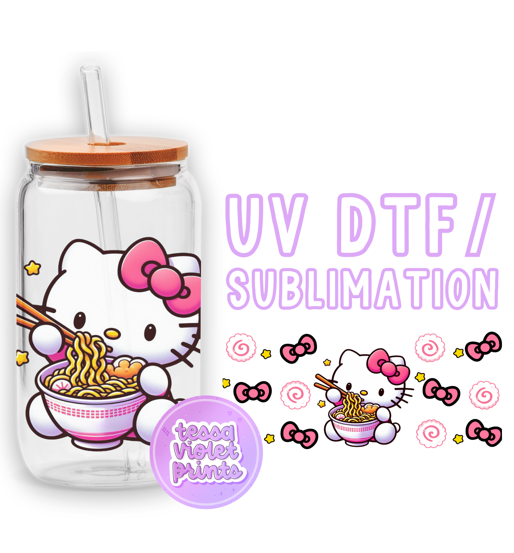 a picture of a hello kitty drinking out of a cup