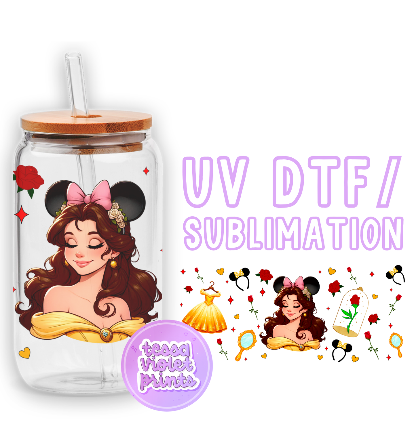 a glass jar with a picture of a disney character on it