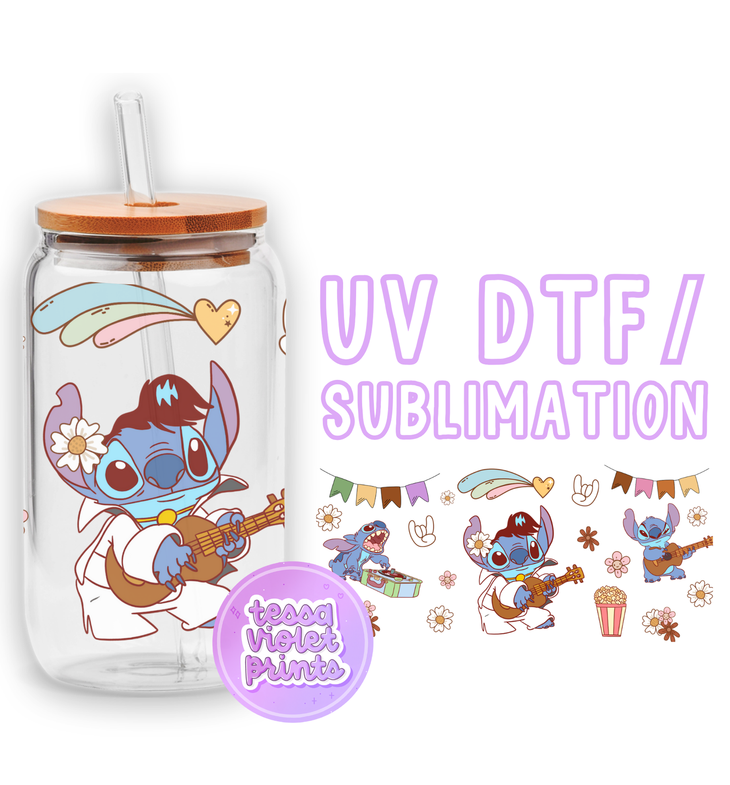 a glass jar with an image of stitch stitch stitch stitch stitch stitch stitch stitch stitch