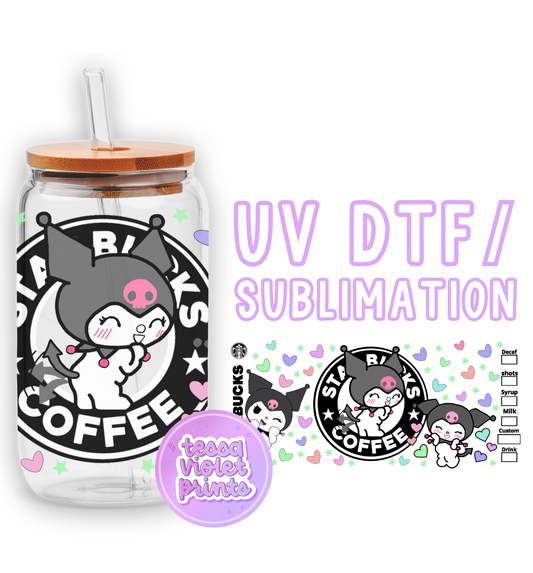 a cup with a straw in it and a sticker on it