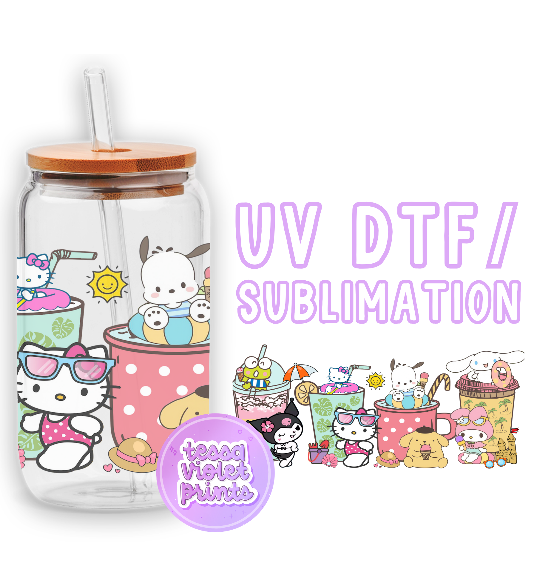 a picture of a hello kitty drink bottle with a straw