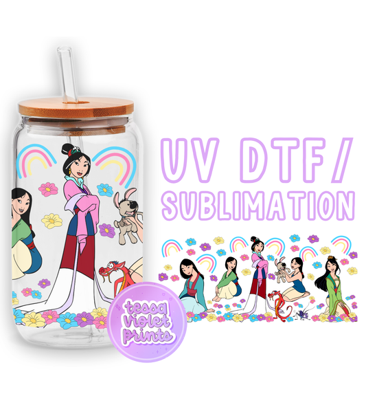 a glass jar with a picture of disney princesses on it