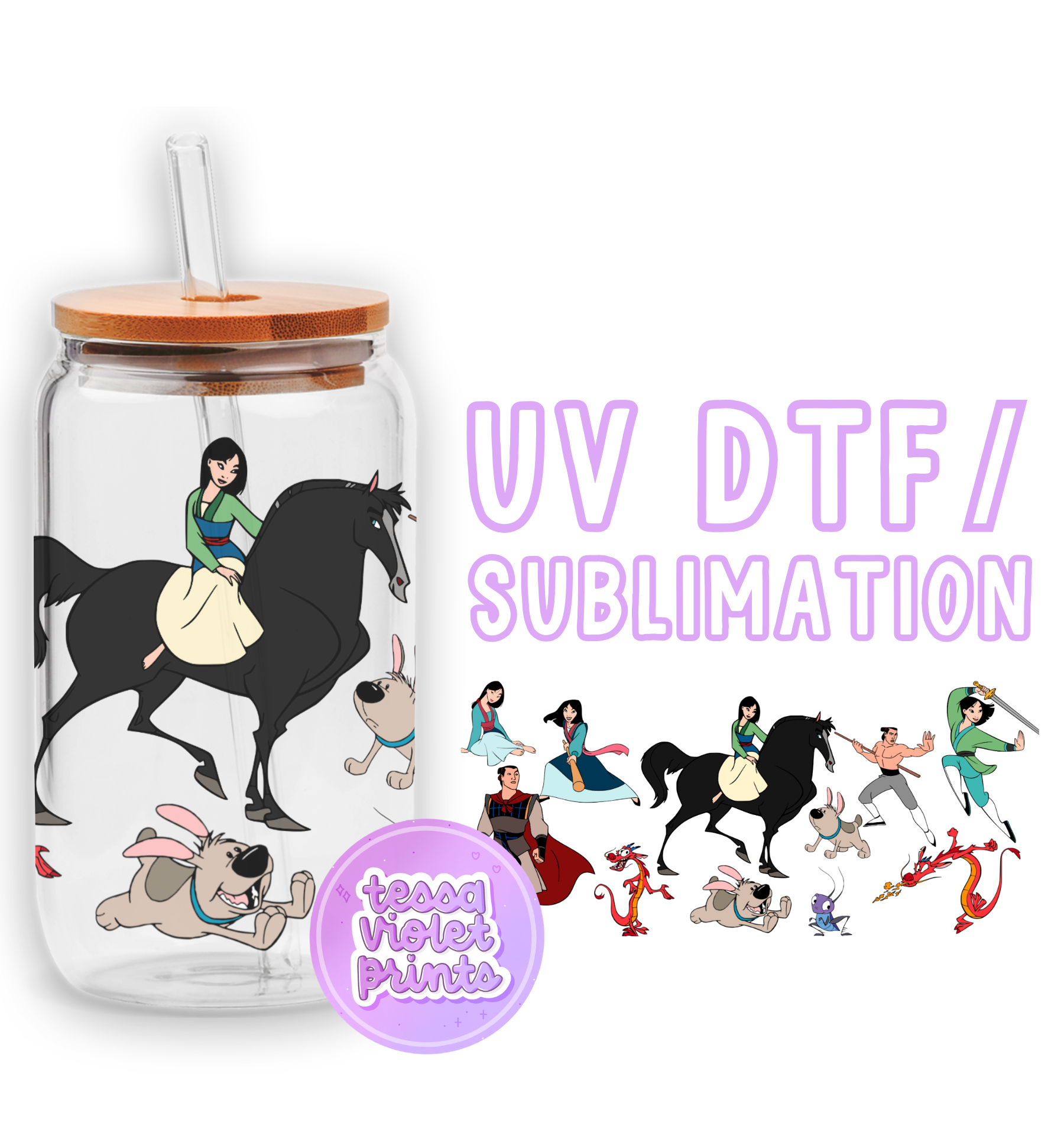 a glass jar with a picture of a woman riding a horse