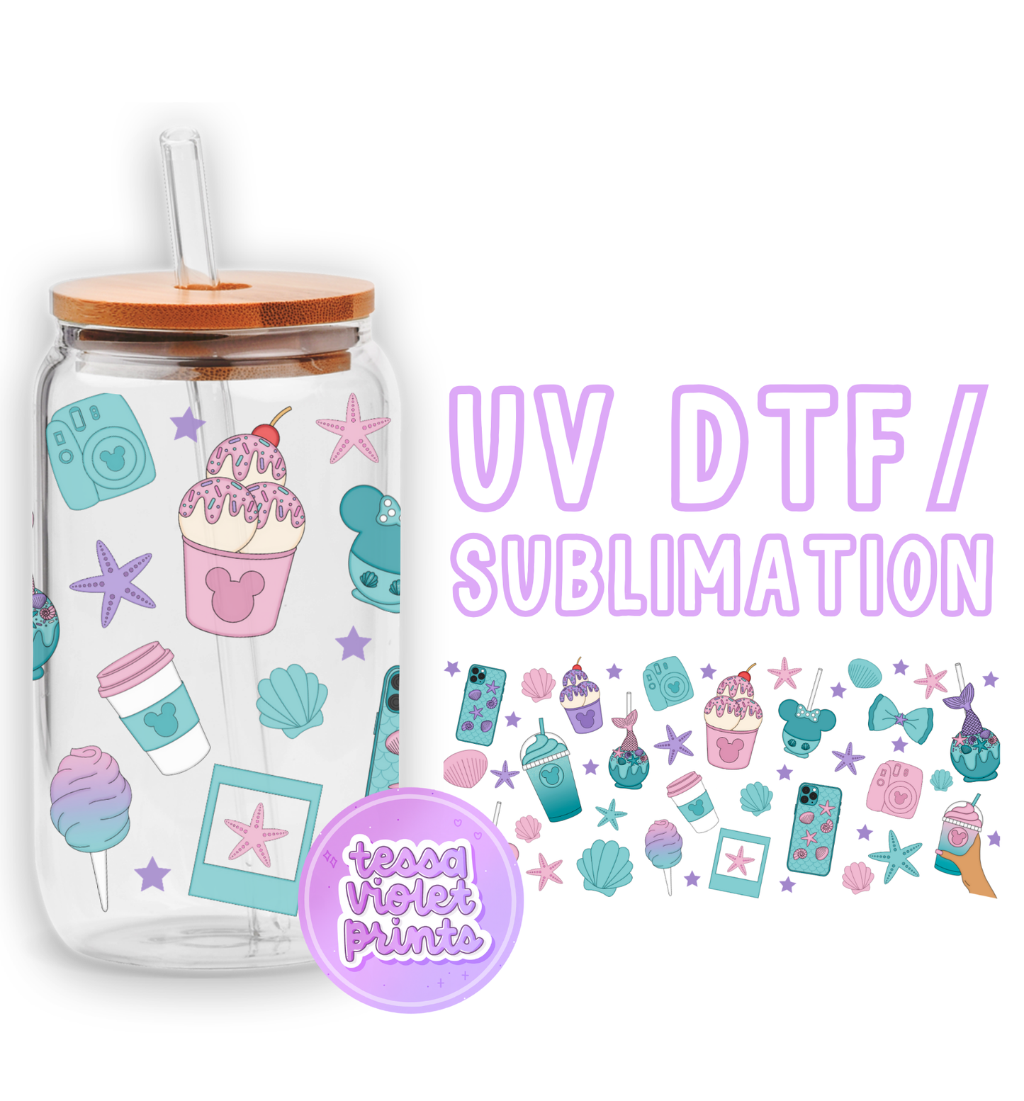 a picture of a jar with a sticker of a cupcake