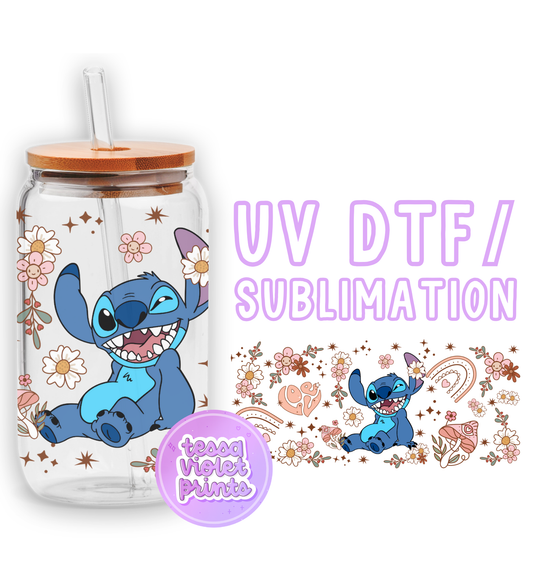 a glass jar with an image of stitch stitch stitch stitch stitch stitch stitch stitch stitch