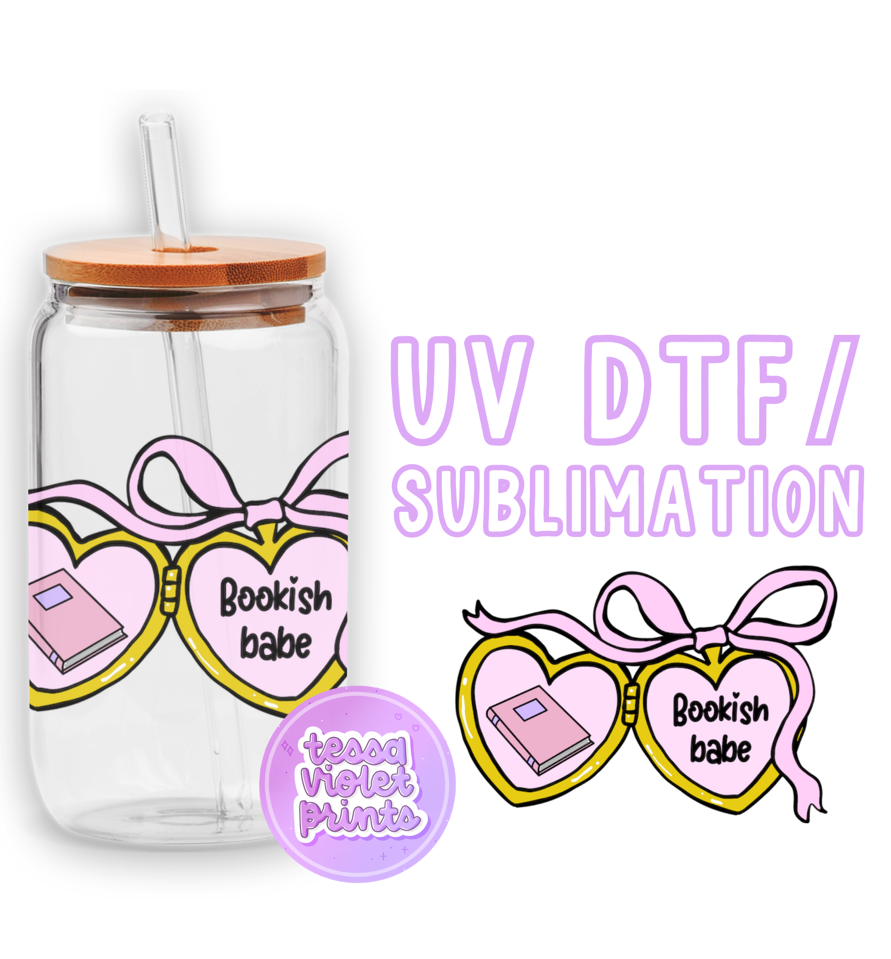 a glass jar with a pink ribbon and a pair of sunglasses