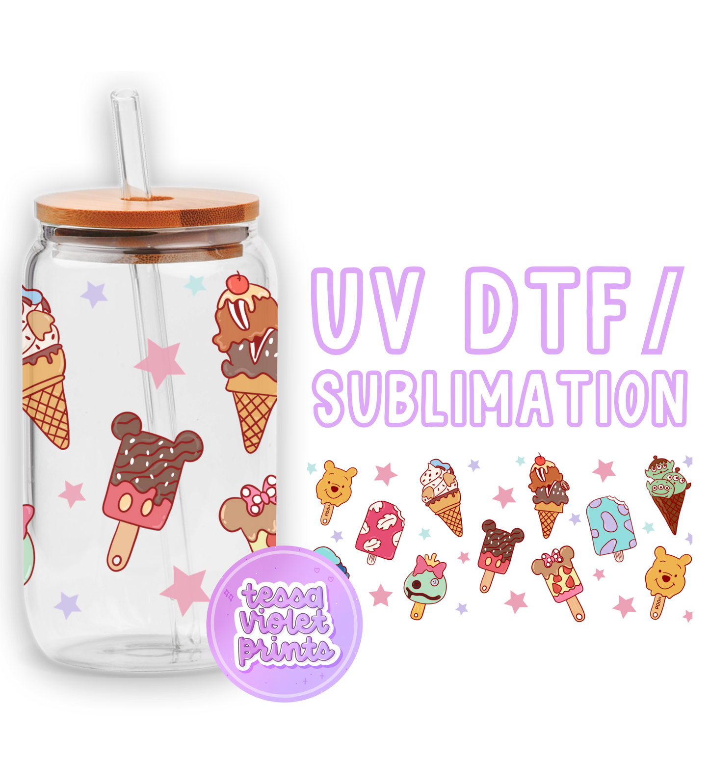 a picture of a cup with a straw and some stickers on it