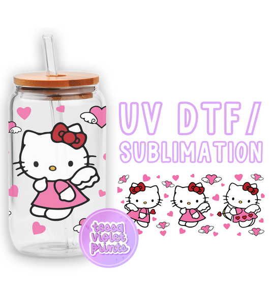 a hello kitty water bottle with a straw in it