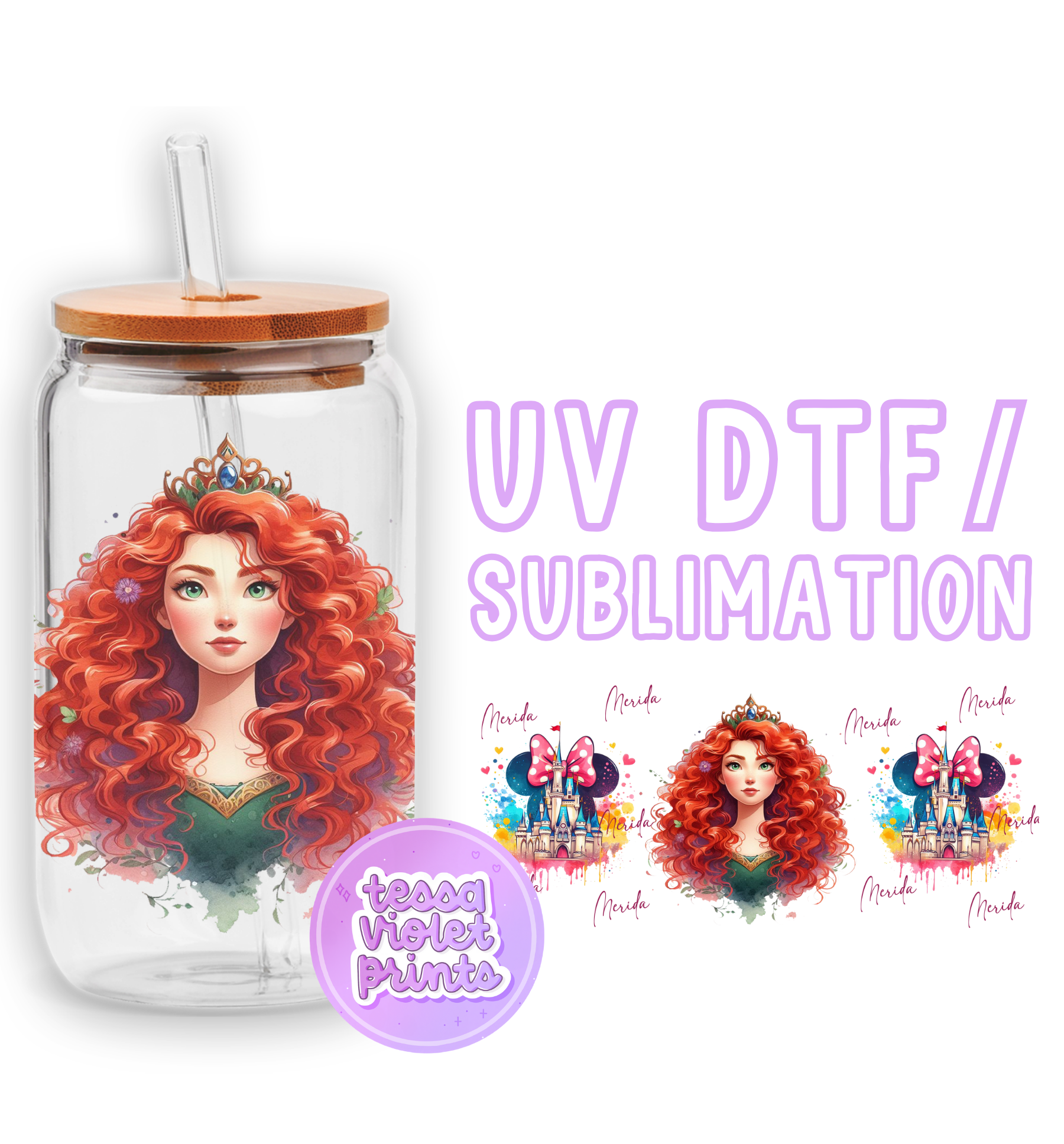 a glass jar with a picture of a red haired girl