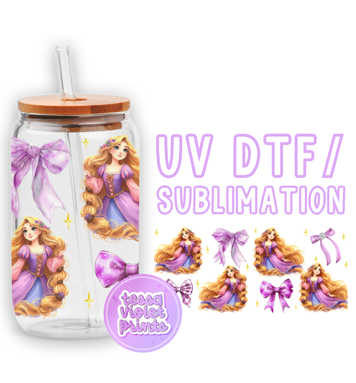 a glass jar with a picture of a princess on it