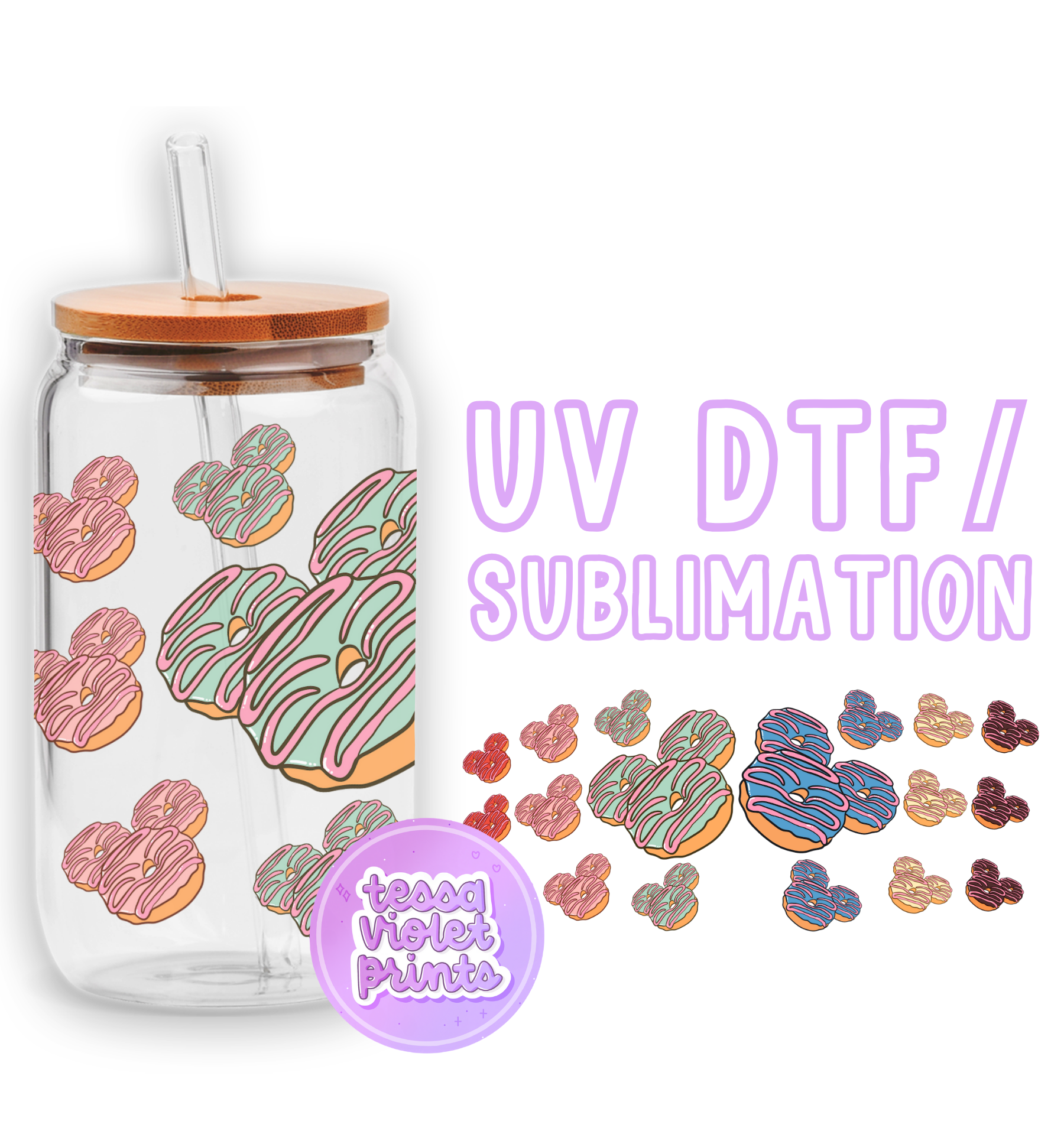 a jar filled with lots of donuts on top of a table