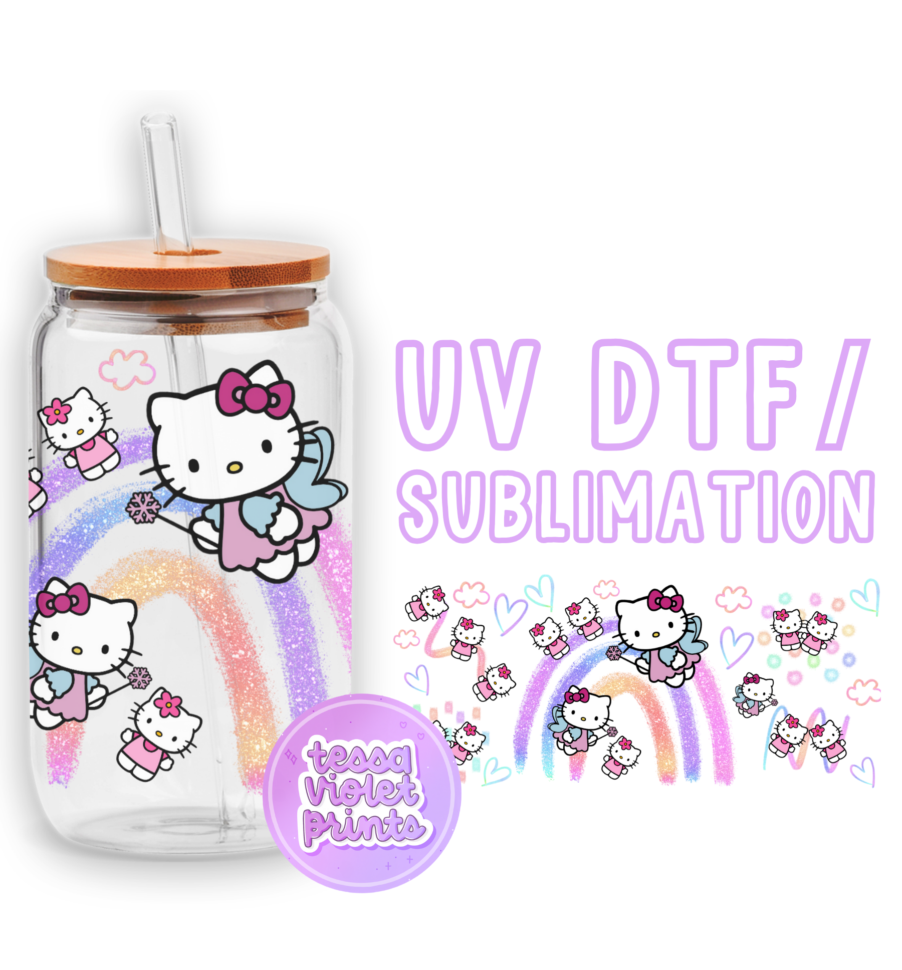 a hello kitty water bottle with a straw in it