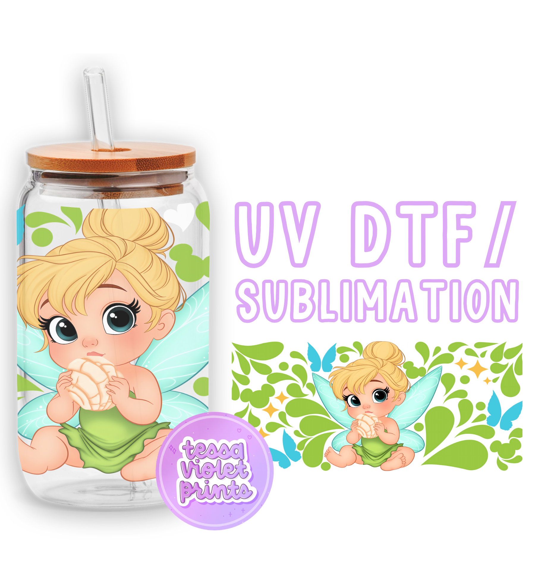 a glass jar with a picture of a little girl on it